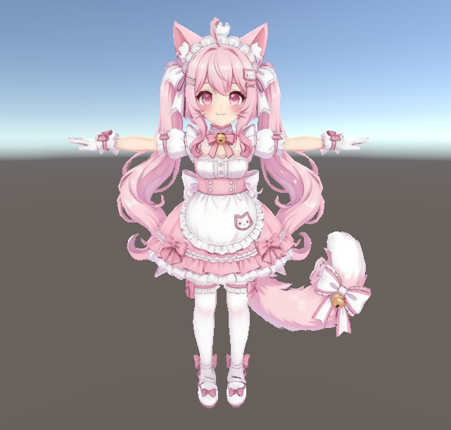 【甘系】ピンクメイド 3Dアバター リギング済み【VRChat・VRM】