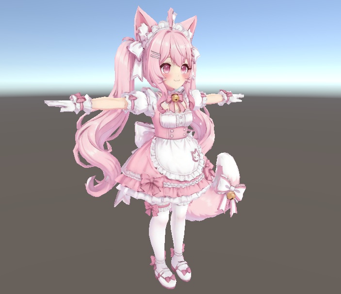 【甘系】ピンクメイド 3Dアバター リギング済み【VRChat・VRM】