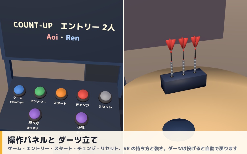 【VRC】みんなでダーツ ソフトダーツマシン COUNT-UP・01・CRICKET 最大4人【アワード演出・全員同期・Blenderデータ付】
