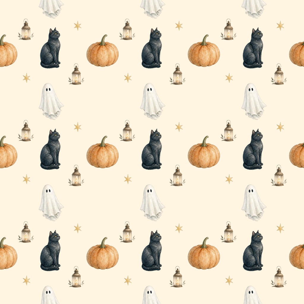 大人かわいい水彩ハロウィン|シームレス・デジタルペーパー5枚セット