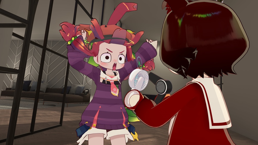 使える!!揺れる!!手持ち小型扇風機+ドライヤーギミック【MA対応】