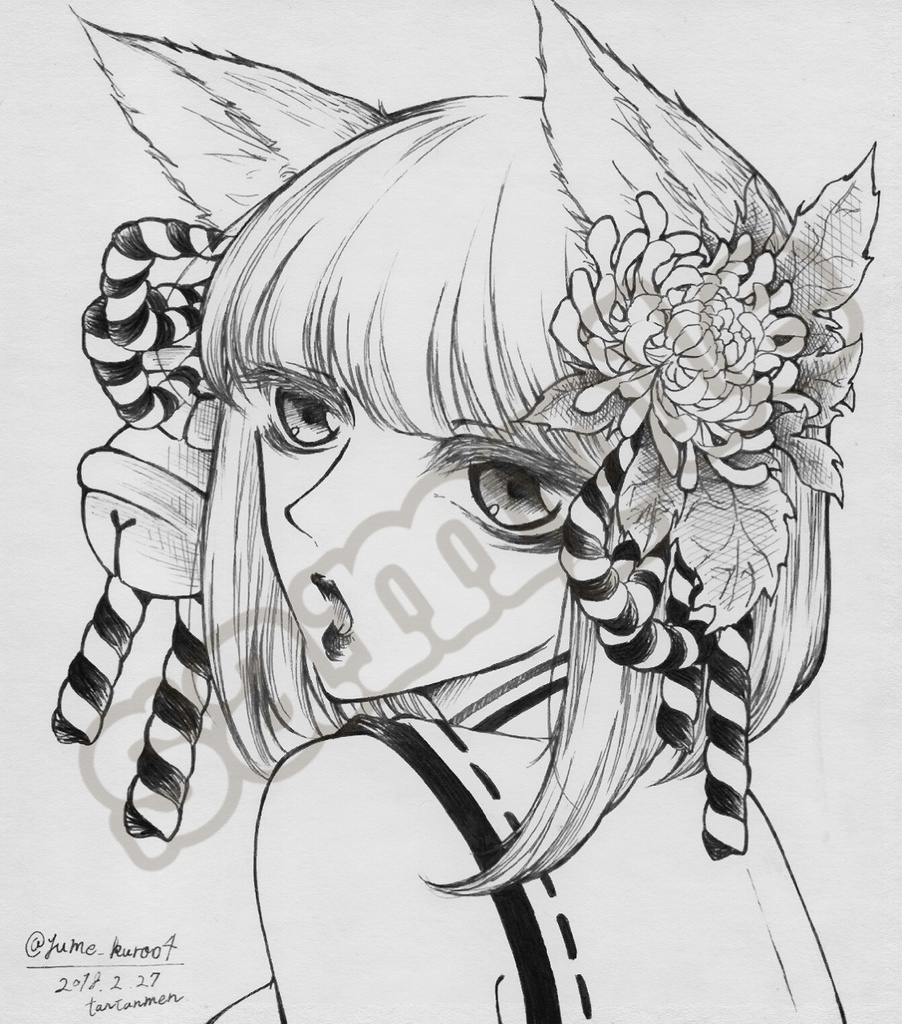 お稲荷少女  色紙原画