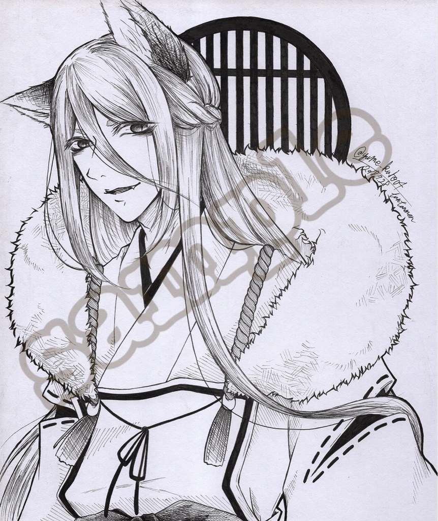 お稲荷さん 色紙原画 はるとり Booth