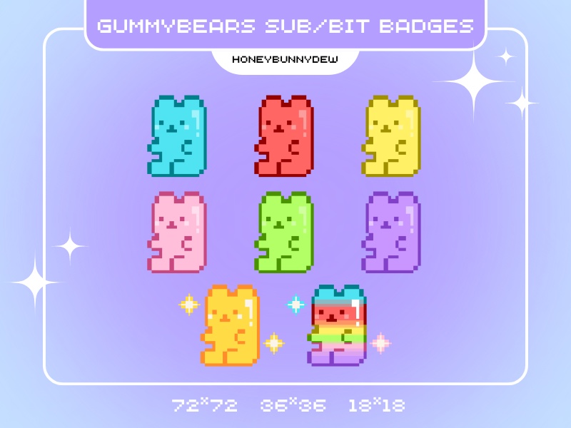 Twitch/Youtube/Discord用グミベアのサブ/ビットバッジ | かわいいサブバッジ
