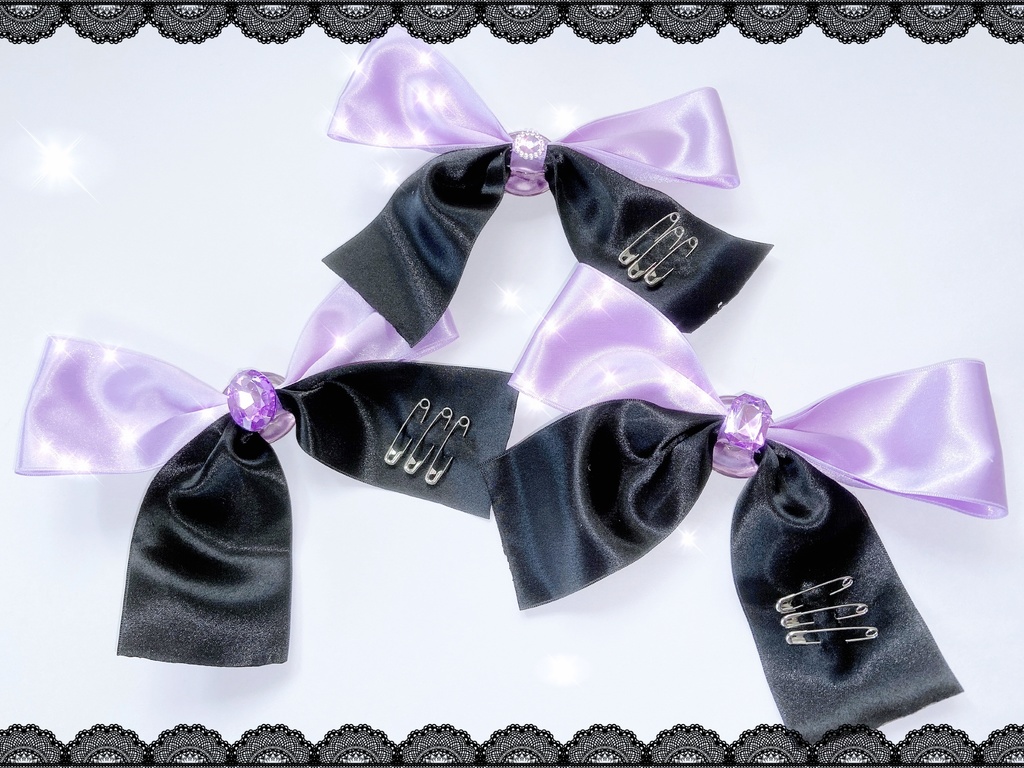 リボン　パープル&ブラック