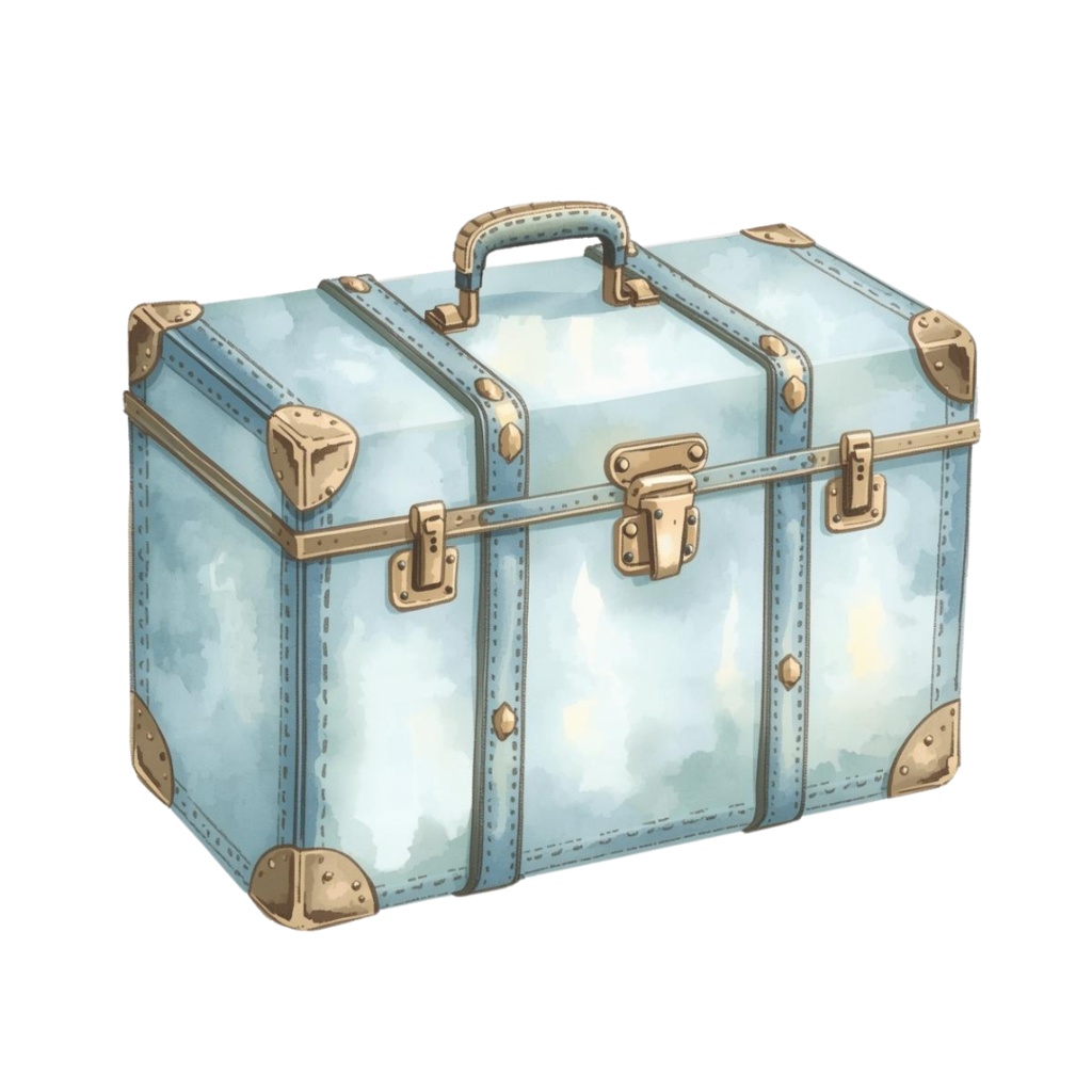 夢かわいい水彩旅行アイコン・ヴィンテージ調クリップアート10点セット:PNG