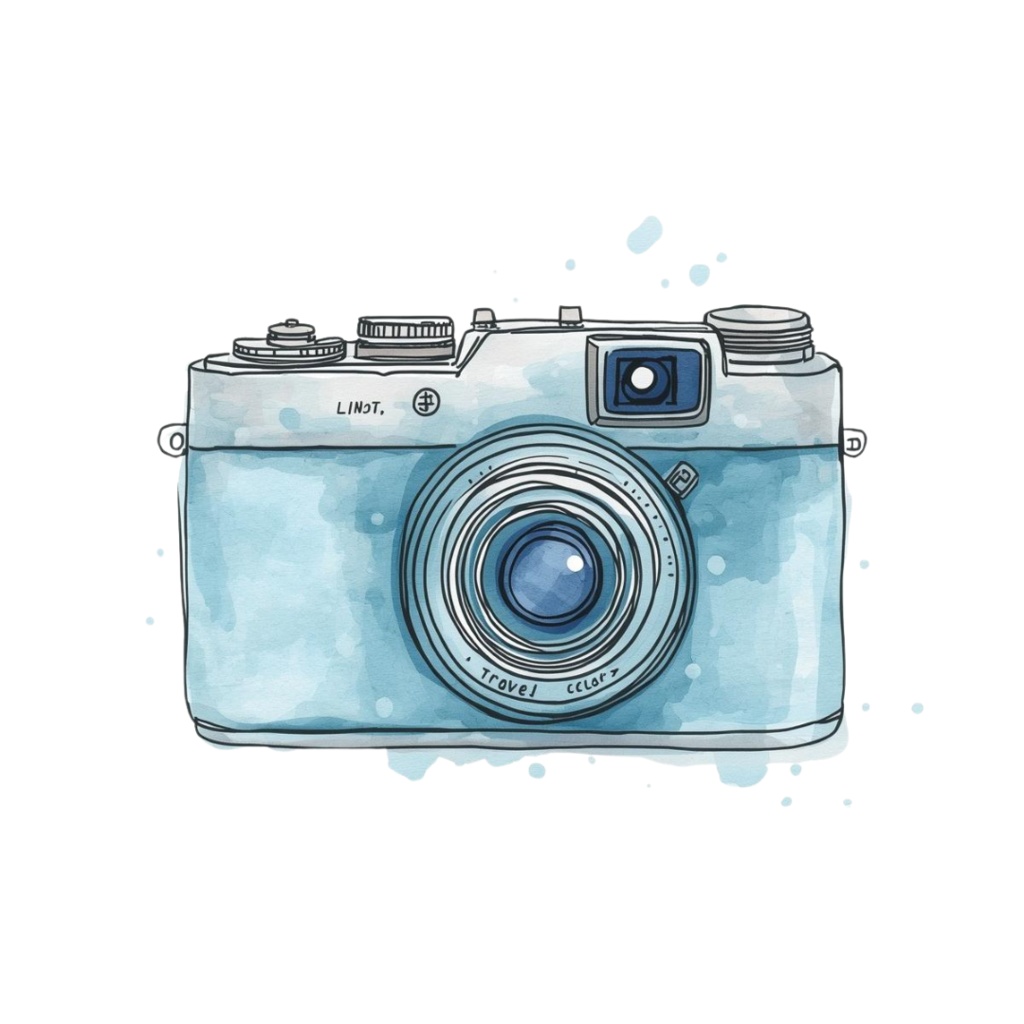 夢かわいい水彩旅行アイコン・ヴィンテージ調クリップアート10点セット:PNG