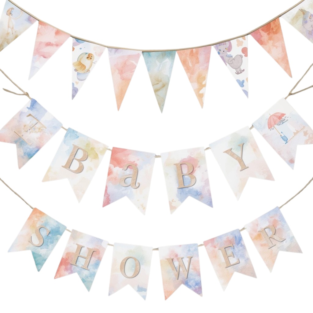 水彩ベビーシャワー クリップアートセット – パステルで可愛い手描き風イラスト(12 PNG)Watercolor Baby Shower Clipart Bundle – Cute Pastel Hand-Painted Set (12 PNG)