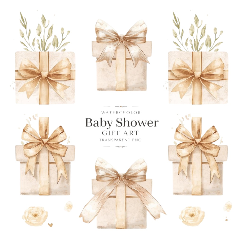 ベビーシャワー 水彩クリップアートセット – 12種類 PNGイラスト|かわいい手描き風パステルデザイン Baby Shower Watercolor Clipart Bundle – 12 PNG Illustrations | Cute Hand-Painted Pastel Baby Shower Decor”