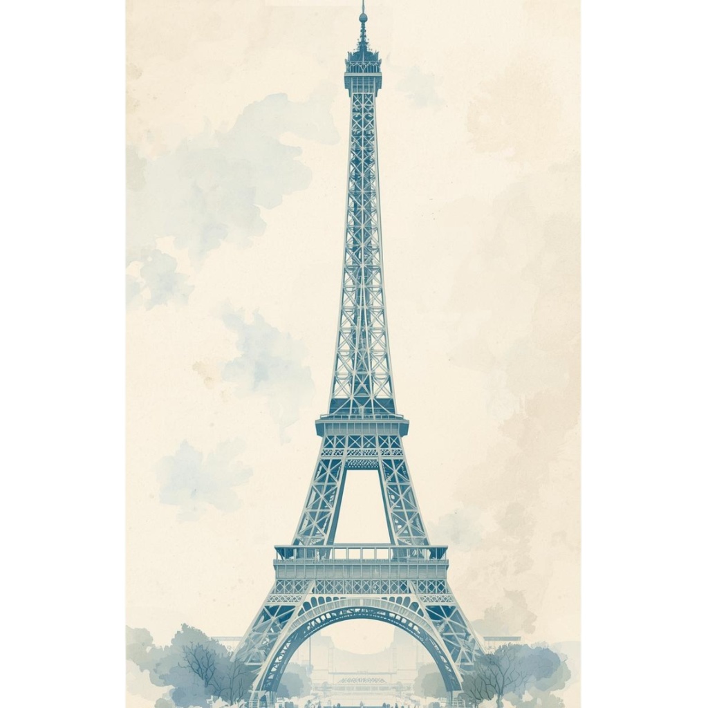 clipart 水彩画 × 水色 × アンティーク × フランス建築物 12種類