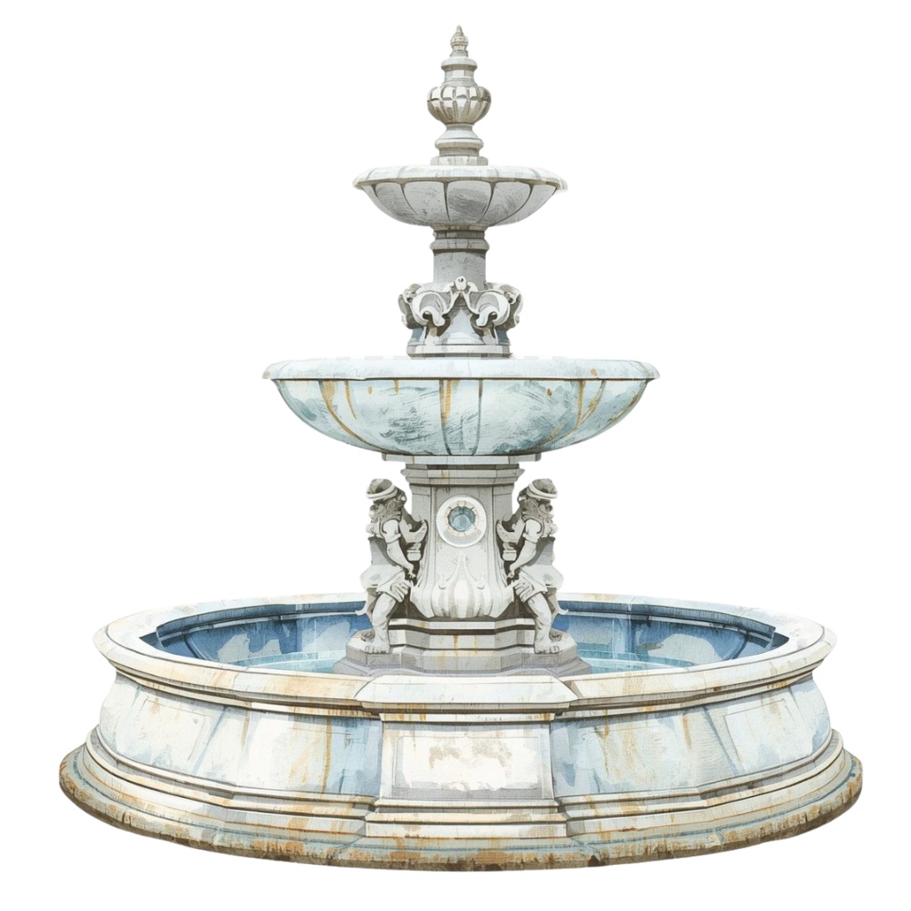 clipart 水彩画 × 水色 × アンティーク × フランス建築物 12種類