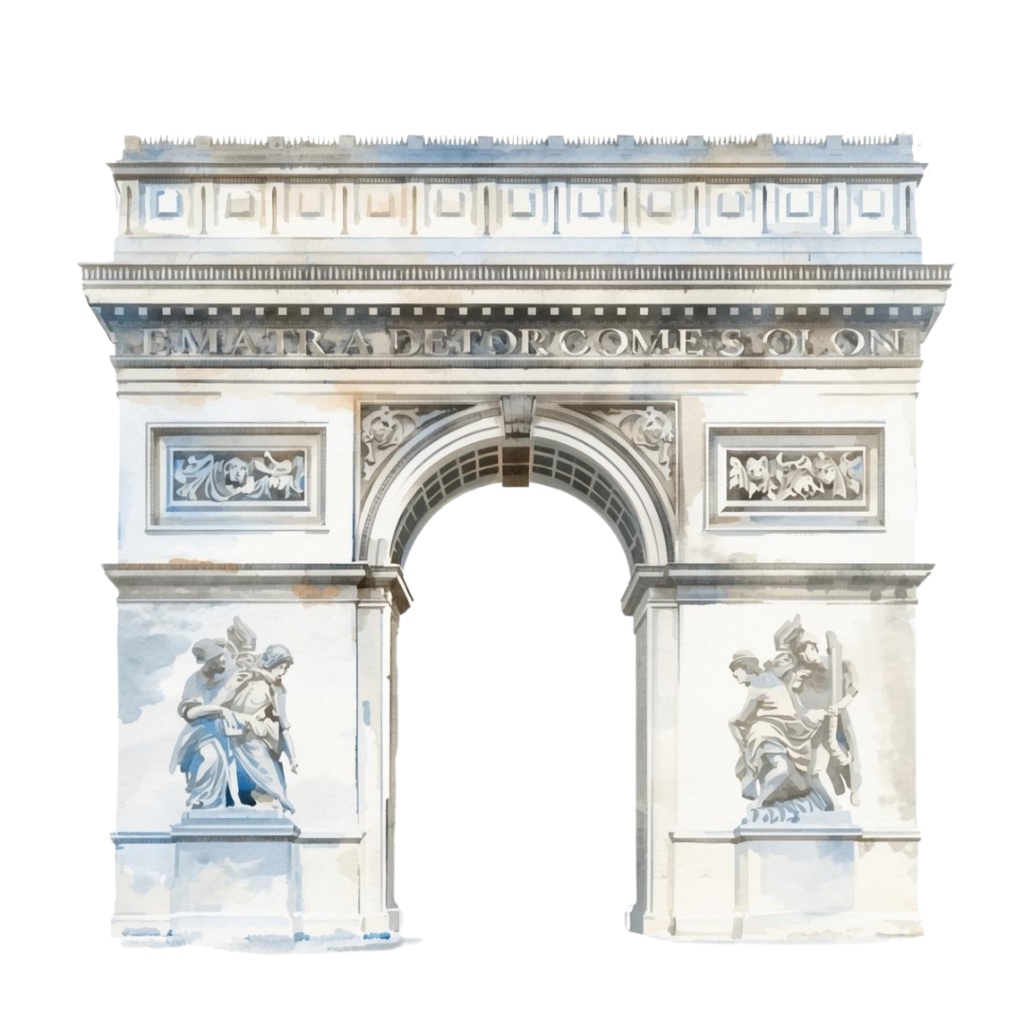 clipart 水彩画 × 水色 × アンティーク × フランス建築物 12種類