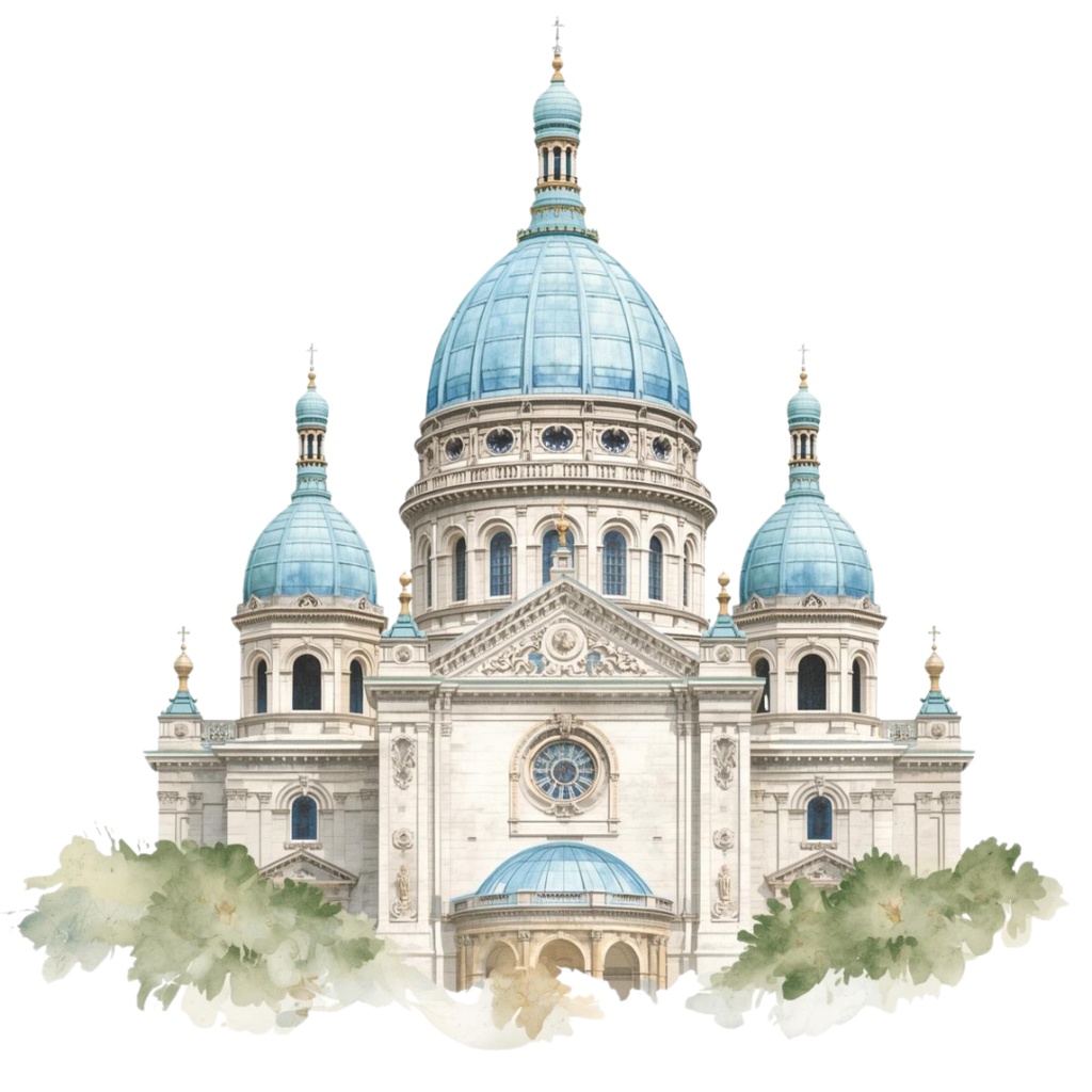 clipart 水彩画 × 水色 × アンティーク × フランス建築物 12種類