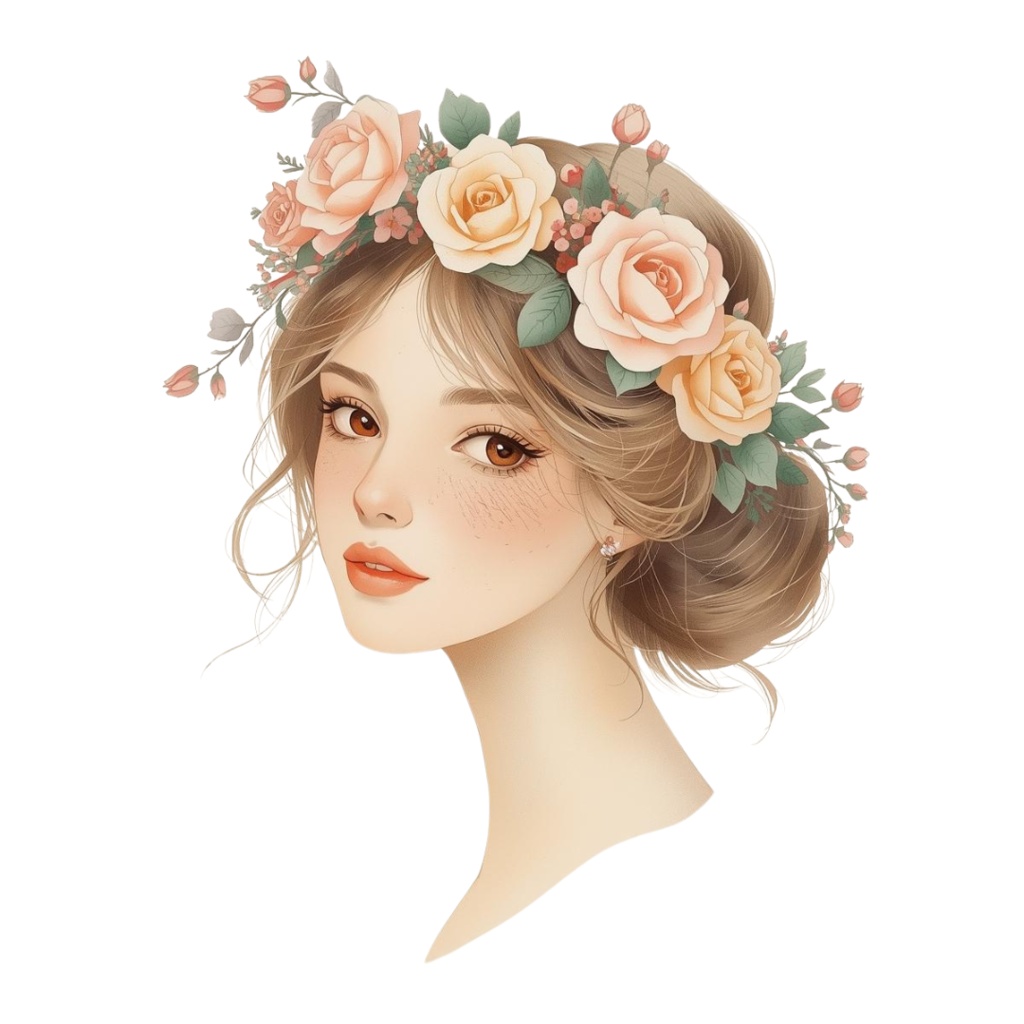 clipart 「水彩画」「アンティーク調」「可愛い女性のクリップアート」12種類 PNG