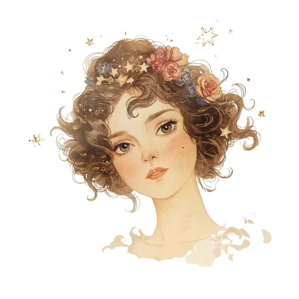 clipart 「水彩画」「アンティーク調」「可愛い女性のクリップアート」12種類 PNG