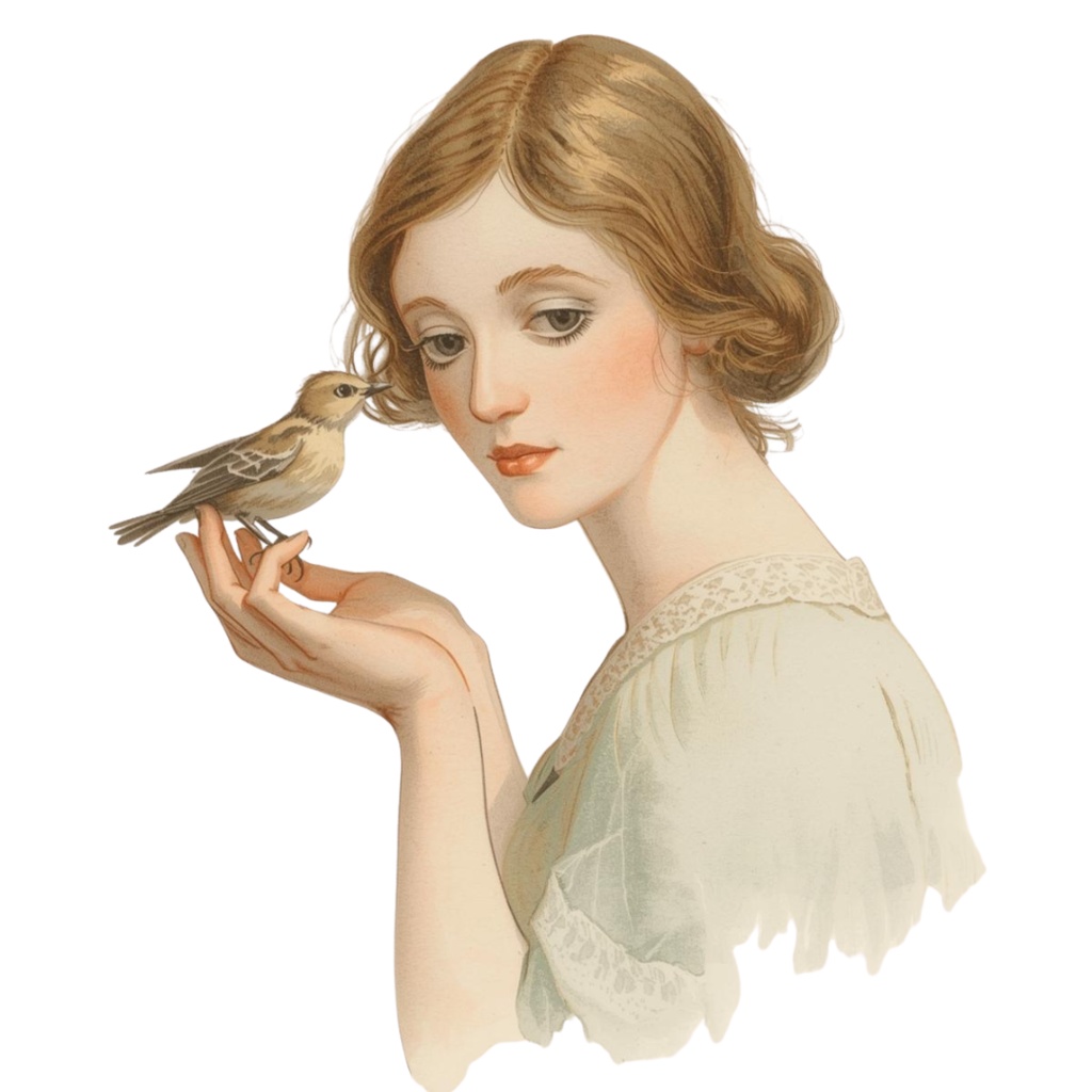 clipart 「水彩画」「アンティーク調」「可愛い女性のクリップアート」12種類 PNG