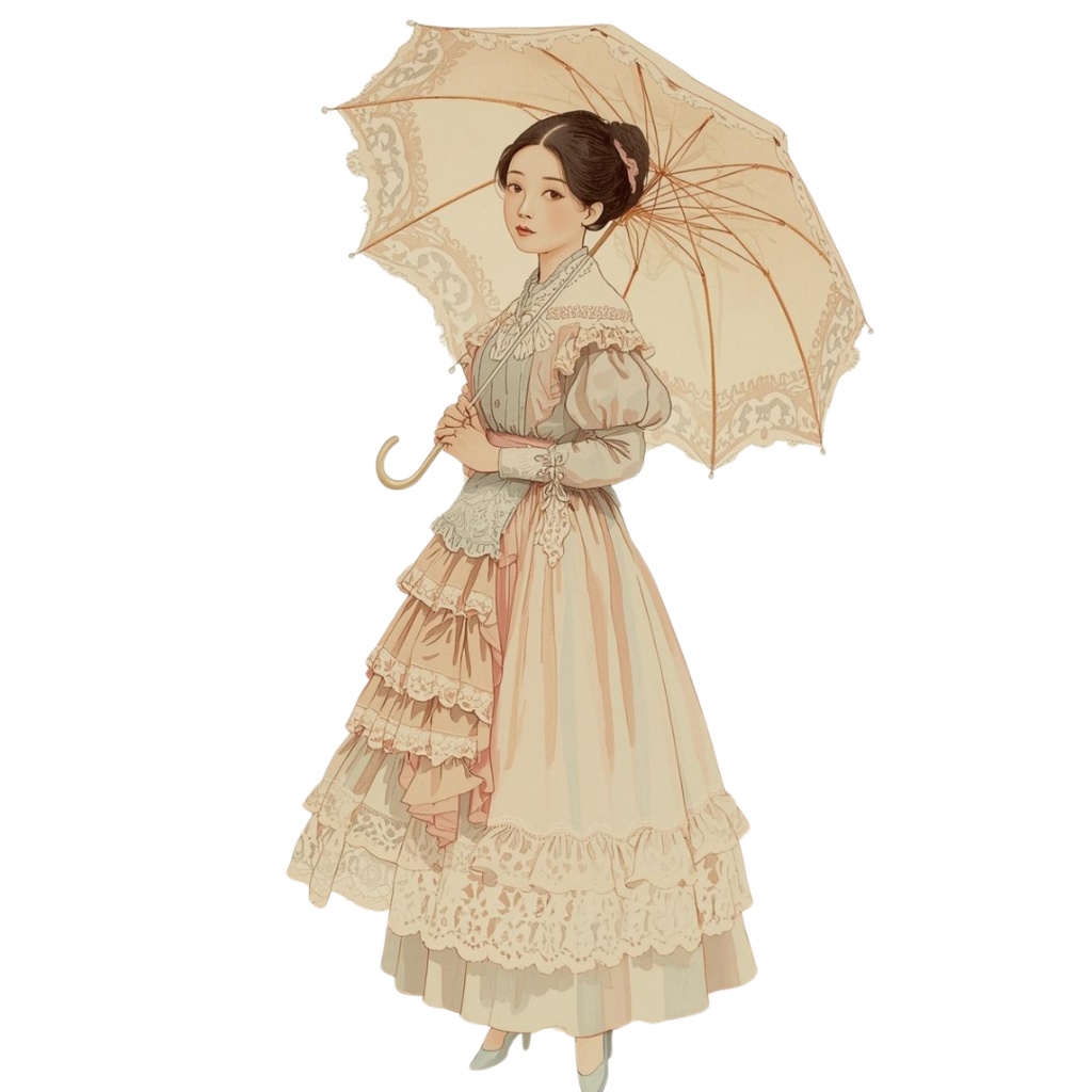 clipart 「水彩画」「アンティーク調」「可愛い女性のクリップアート」12種類 PNG