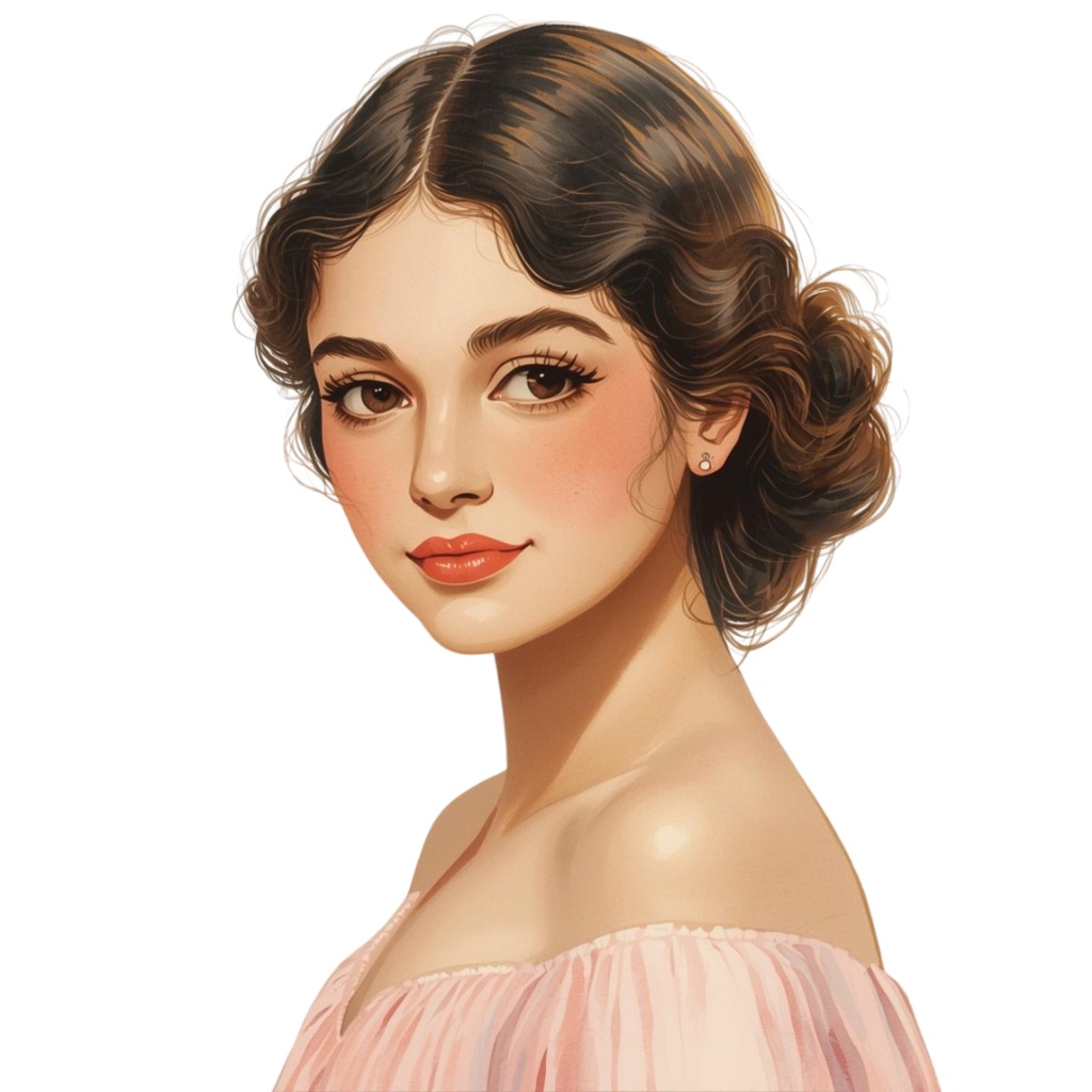 clipart 「水彩画」「アンティーク調」「可愛い女性のクリップアート」12種類 PNG