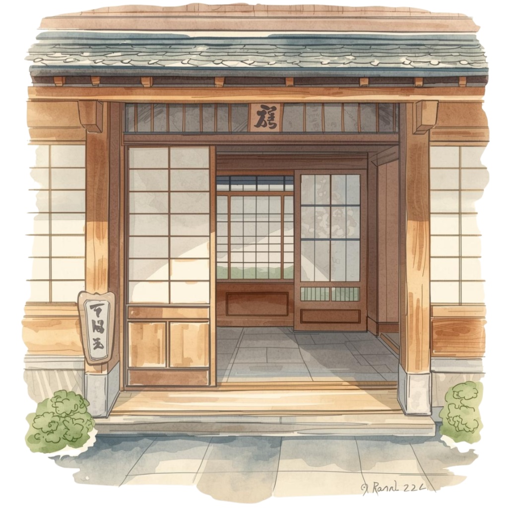 clipart 「日本の風景」「建物」「水彩画」