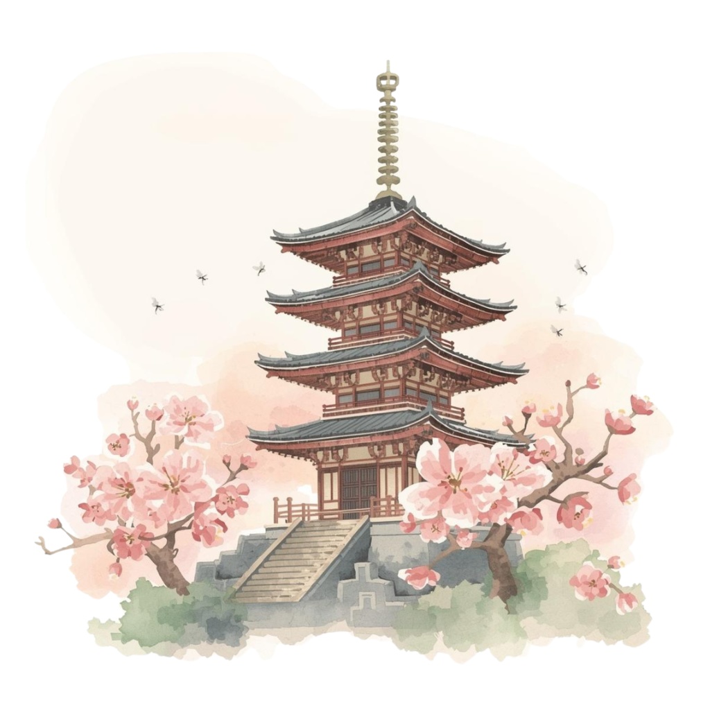 clipart 「日本の風景」「建物」「水彩画」