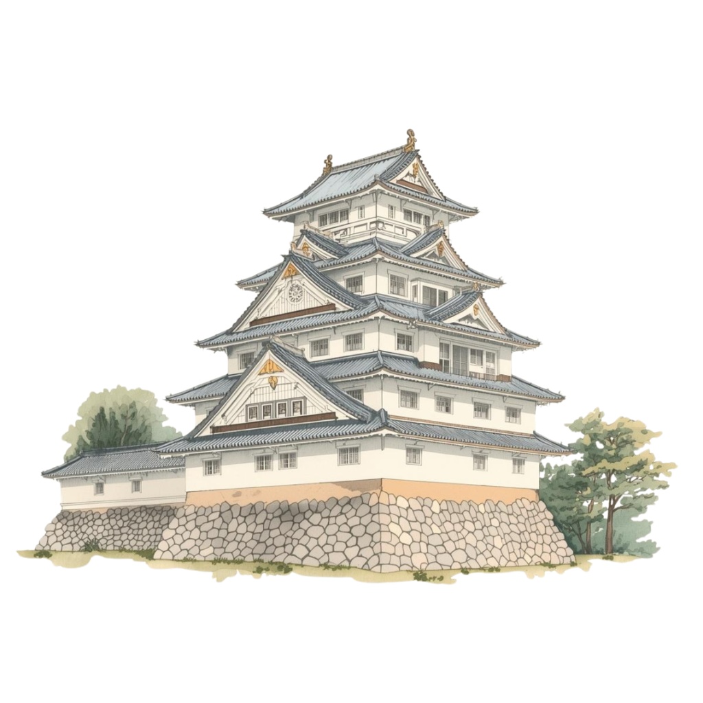clipart 「日本の風景」「建物」「水彩画」