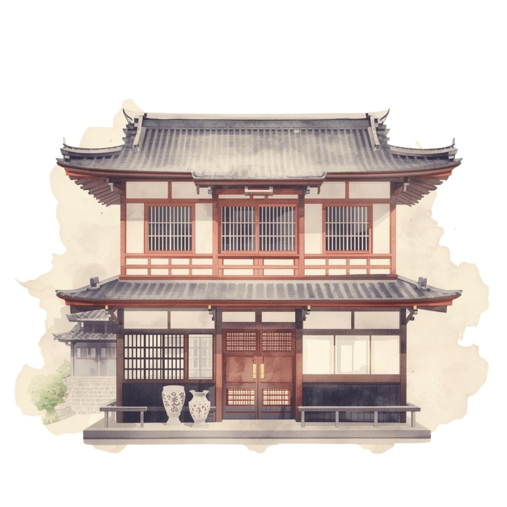 clipart 「日本の風景」「建物」「水彩画」
