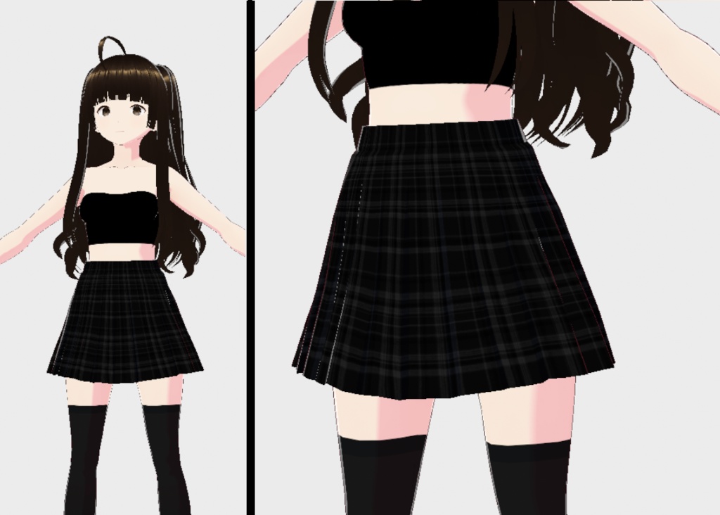 ♛ black skirt plaid