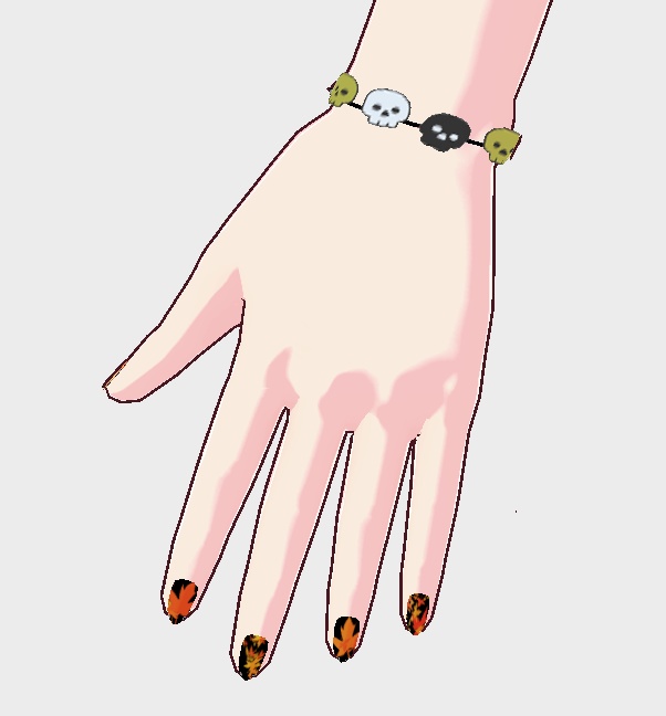 skull bracelet + autumn nails