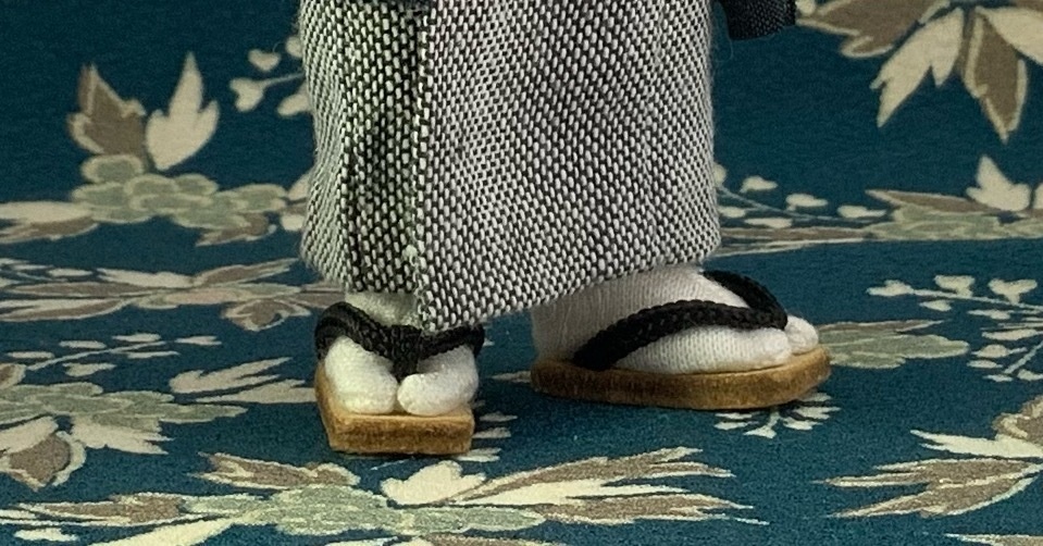 どーる用 ハンドメイド 足袋 雪駄 草履 下駄 黒鼻緒 Sサイズ