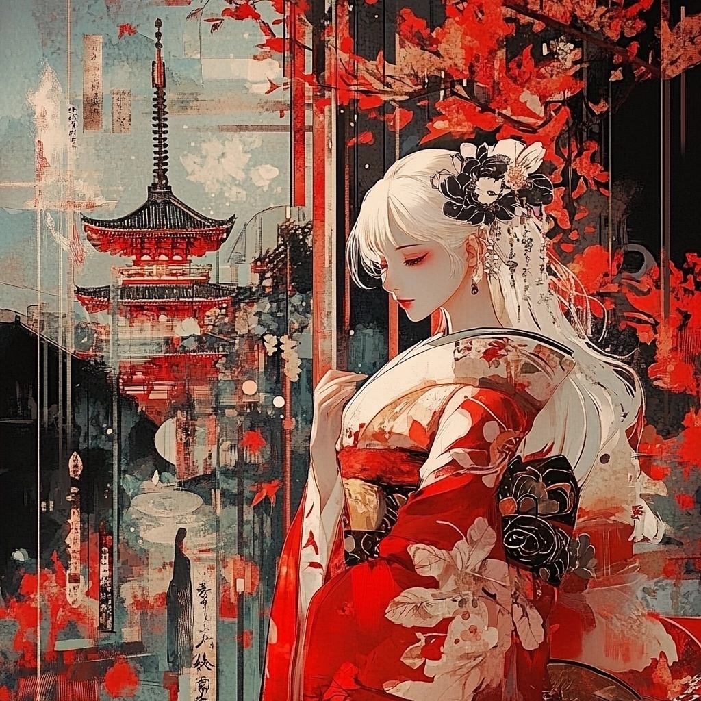 A beautiful girl in a kimono