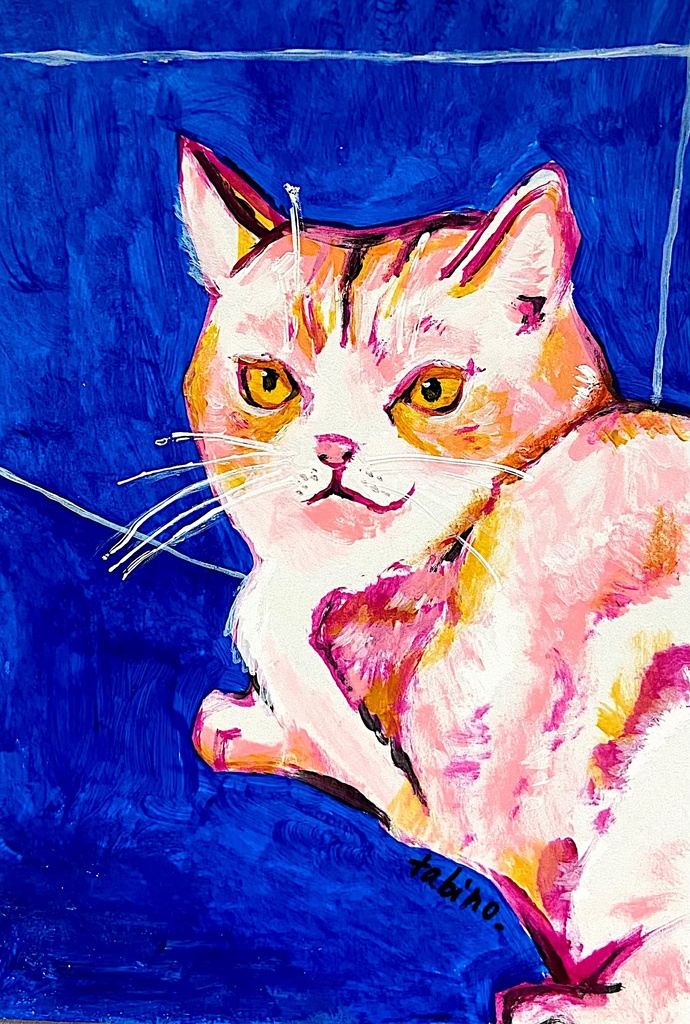 青い部屋の猫　L判サイズ(原画)