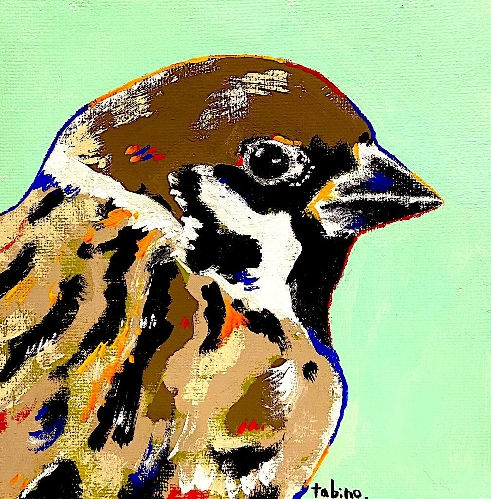 スズメ 15cm×15cm(原画)