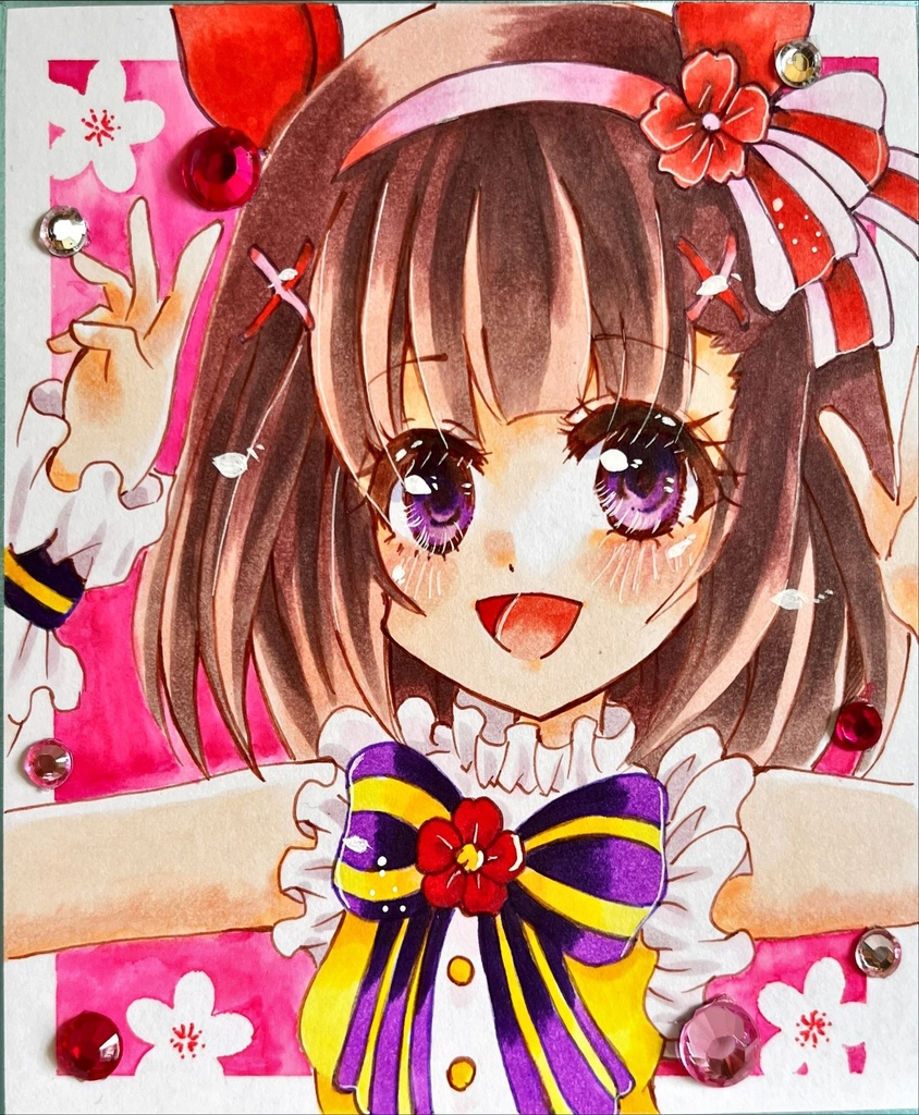 手描きイラストミニ色紙　ニシノフラワー【54】ウマ娘