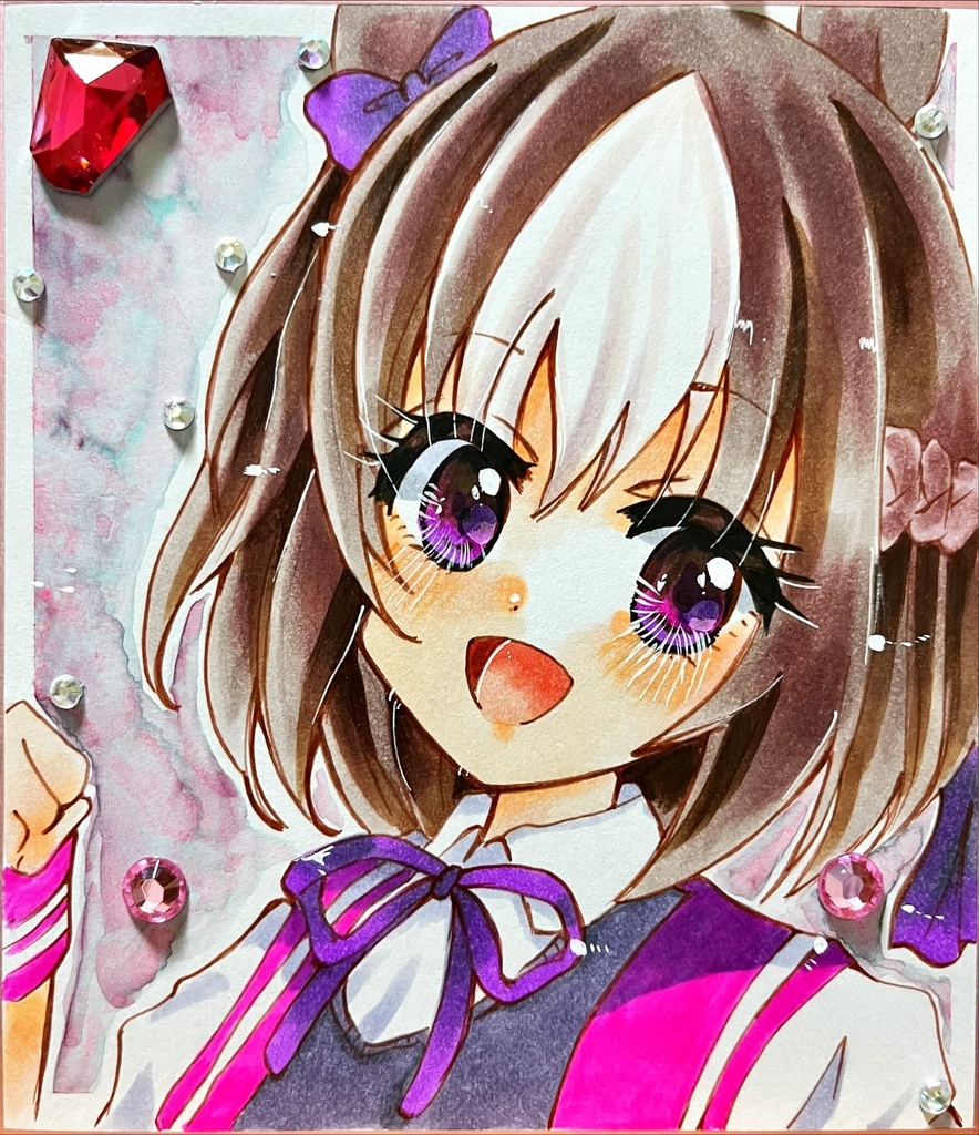 手描きイラストミニ色紙　スペシャルウィーク【1】ウマ娘