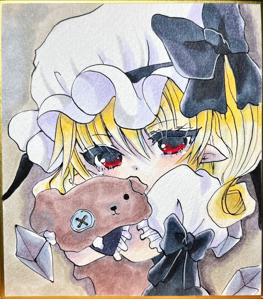 【フランドール・スカーレット】アナログ原画　ミニ色紙　東方