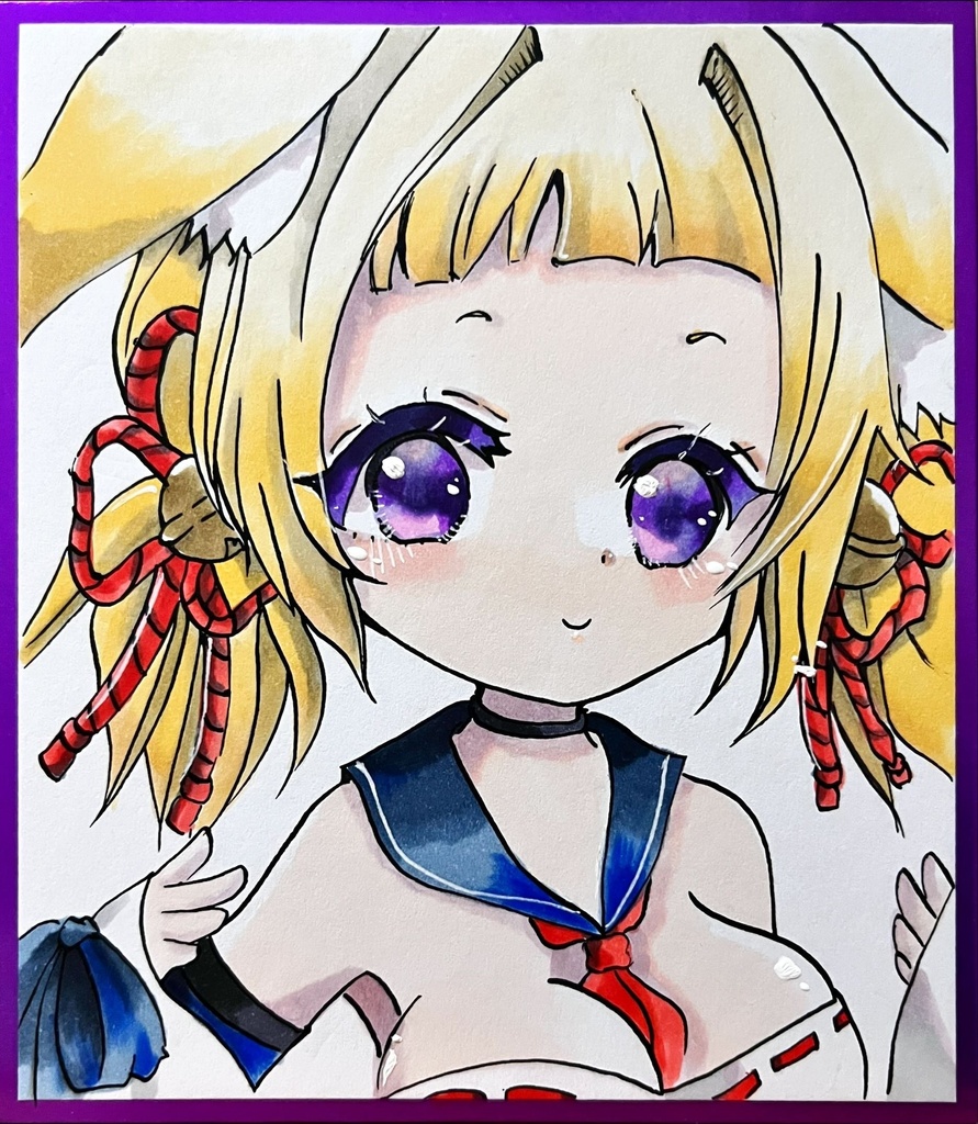 【有明】アナログ原画　イラストミニ色紙　アズールレーン　アズレン