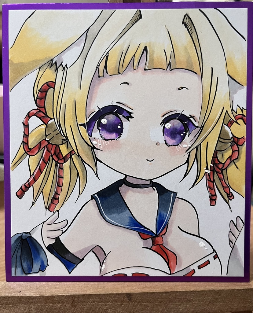 【有明】アナログ原画 イラストミニ色紙 アズールレーン アズレン