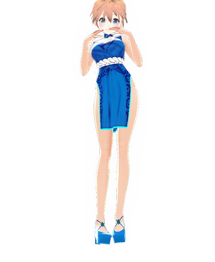 チャイナ風　ブルー　ドレス