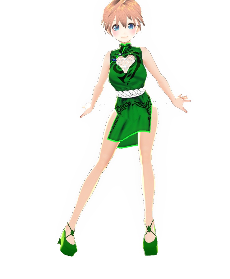 チャイナ風　グリーン　ドレス