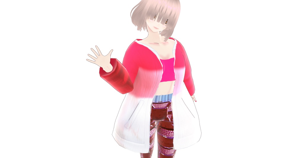 カーディガン赤白グラデーション