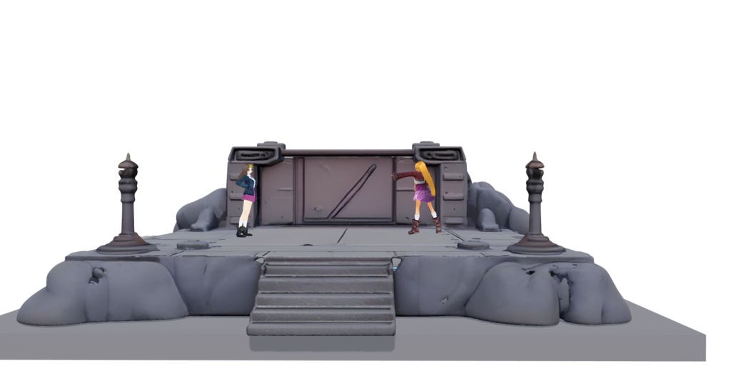 格闘ステージ　ジオラマ　GLBファイル VRM Posing Desktop　読み込み可能