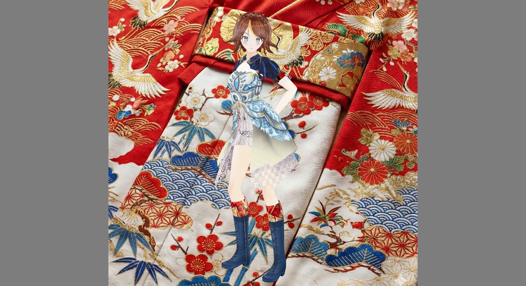 ２０２６お正月ドレスブーツセットvroidcustomitem　xwear