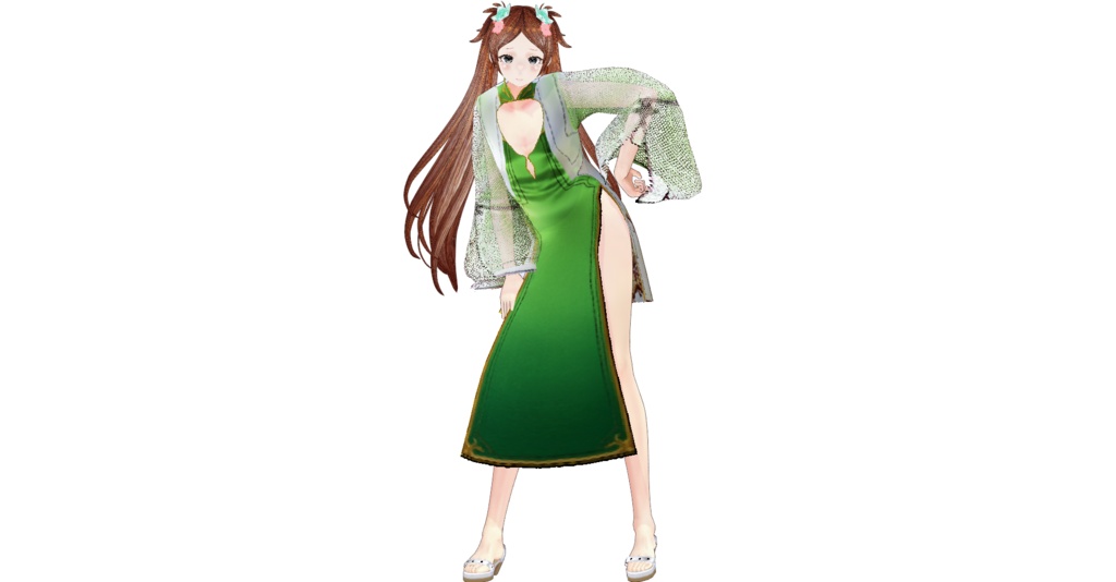 スーパードラゴンチャイナマスカットグリーンメッシュvroidcustomitem