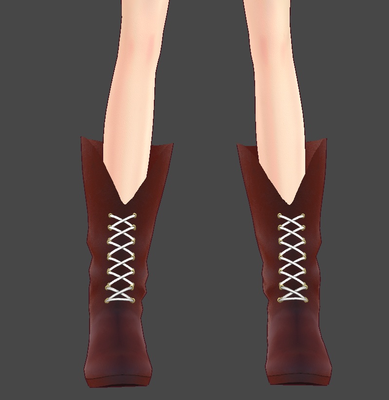 レザーブーツ　ブラウン２vroidcustomitem