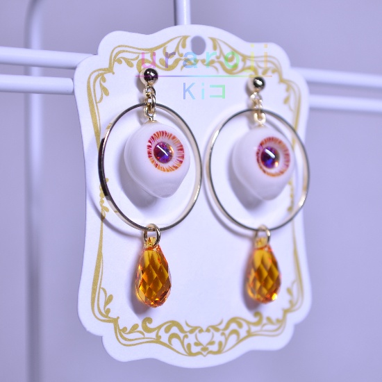 目玉(混色)フープピアス・ゴールド