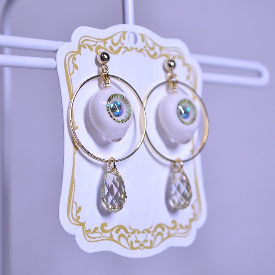 目玉(混色)フープピアス・ゴールド