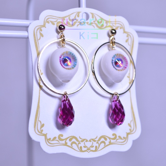 目玉(混色)フープピアス・ゴールド