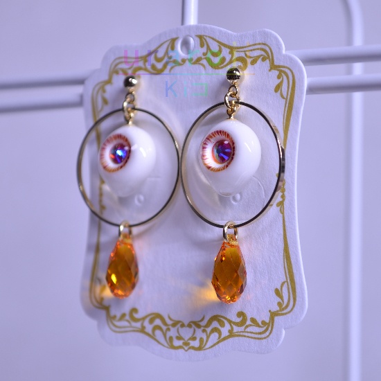 目玉(混色)フープピアス・ゴールド