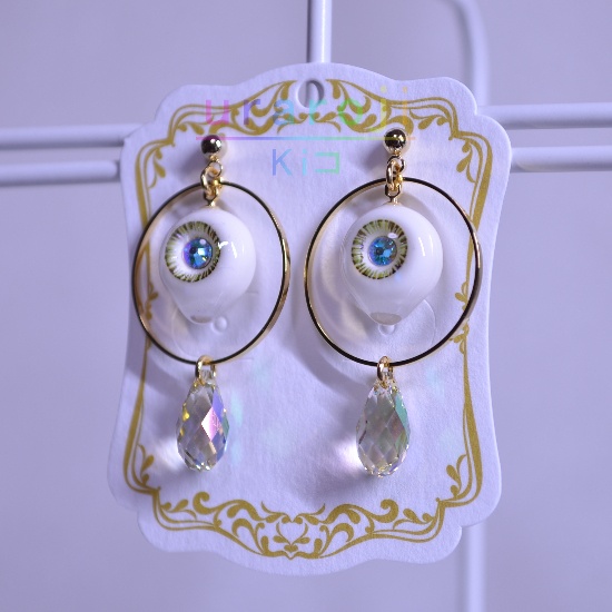 目玉(混色)フープピアス・ゴールド