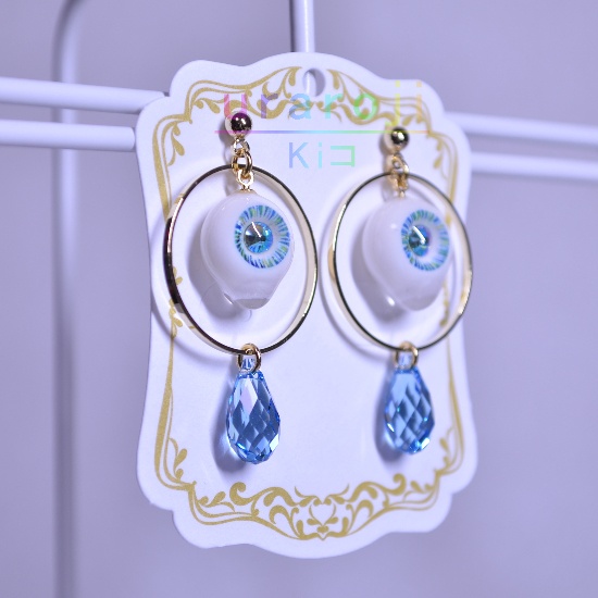 目玉(混色)フープピアス・ゴールド